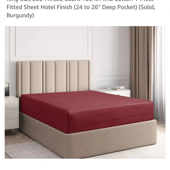 Pima cott King luxury 100% Pima Cotton 600 T count 1-Piece-Fitted Sheet Burgundy - Picture 1 of 3